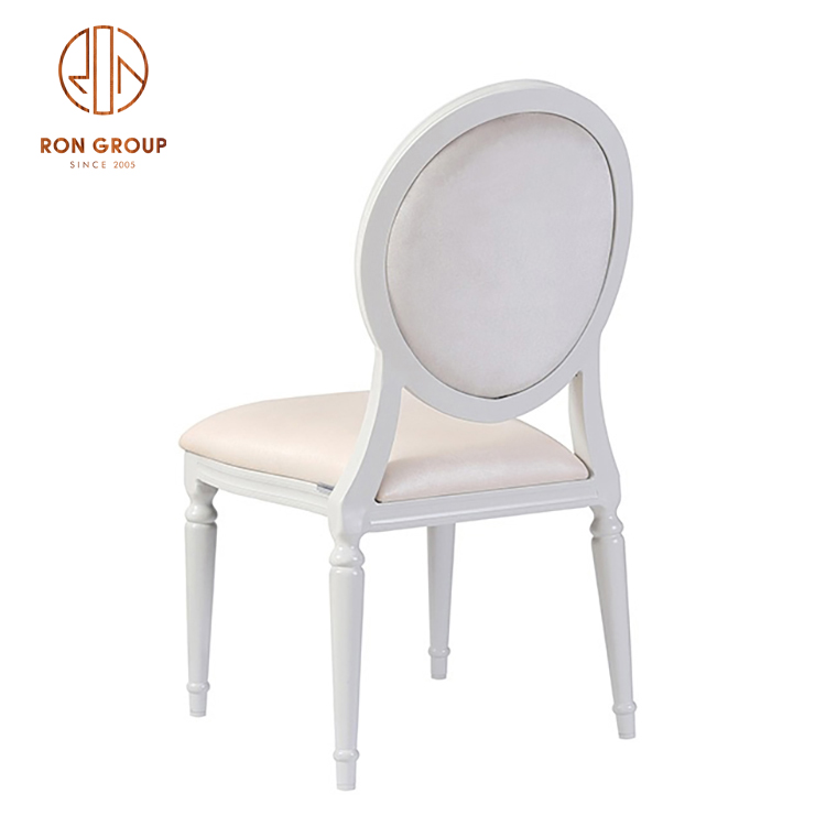 Modern Cheap Price Rental Project Banquet Hotel Furniture Stacking Bride Aluminum Meta White Cushions Wedding Chair for Events