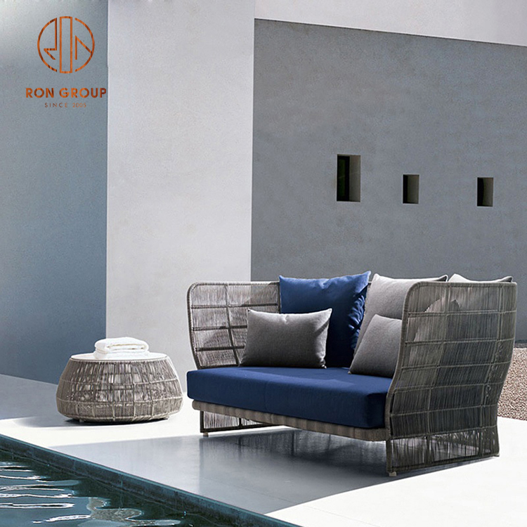 Modern Outdoor Rattan Sofa Set – High Back Lounge Chair, 3-Seater Couch, Round Coffee Table