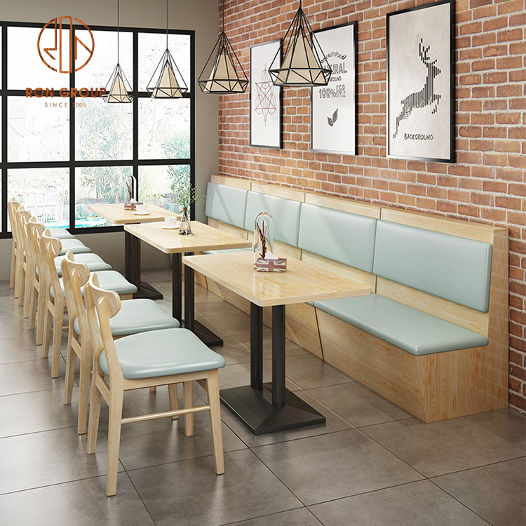 Commercial Furniture Supplier Italian Style Cafe Shop Restaurant Booth Dining Tables Set Furniture Seating Chair Leather Sofa