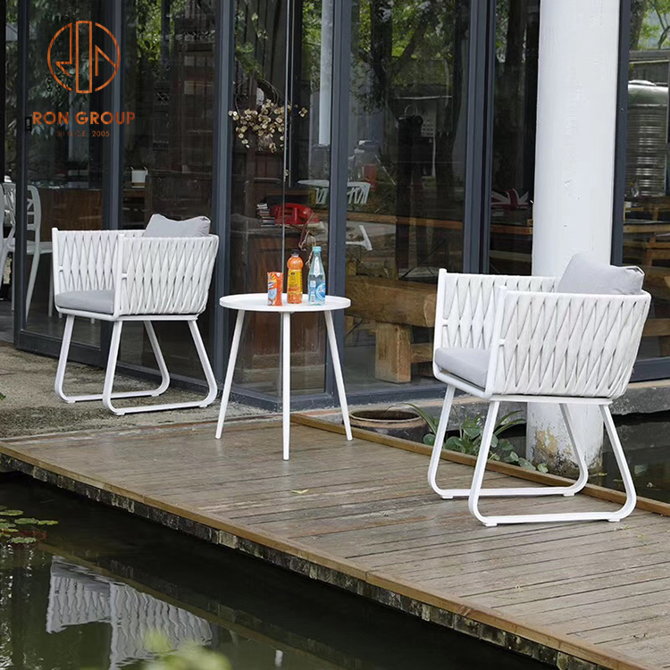 Modern Garden Rattan Chair and Dinner Table 1 Set Outdoor Furniture Cafe Patio Set
