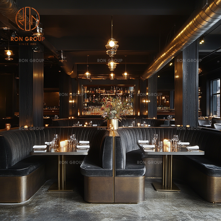 Half-Circle Curved Booth Seating with Marble Café Table for Modern Restaurants and Coffee Shops