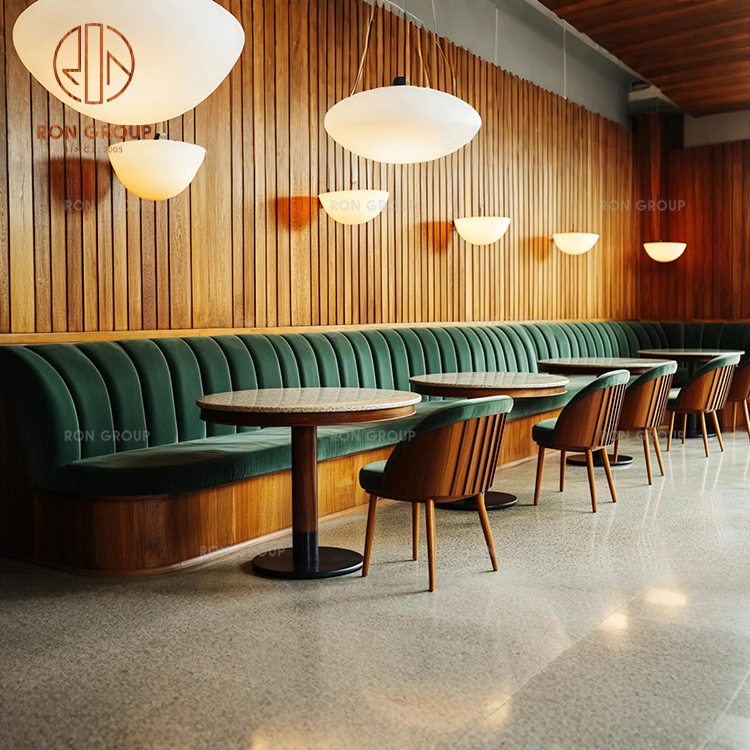 Factory Direct Hotel Wholesale  Luxury Velvet Restaurant Booth Emerald Green with Gold Accents Marble Table Furniture