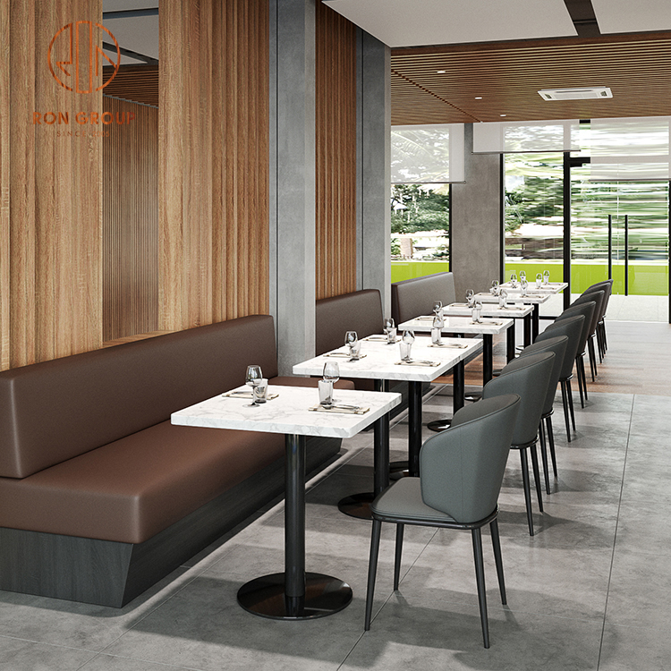 Wholesale Customizable Commercial Booth Seating Marble Dining Table and Chair Set for Restaurant