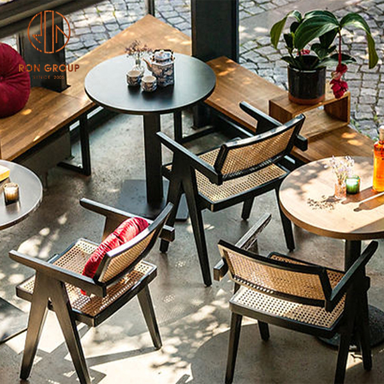 Modern Customized Rattan Restaurant Table and Chair Set for Hotels Restaurants for Coffee Shops Dining Areas Wholesale Supply