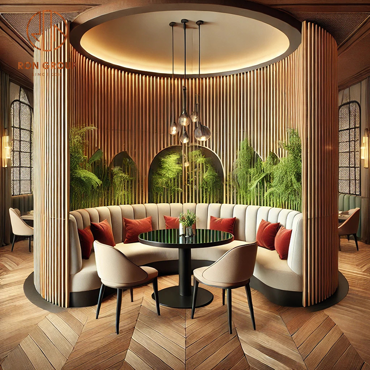 Luxury Hotel  Restaurant Furniture Dining Leather Table and Chair Set for Coffee Shops and Cafes