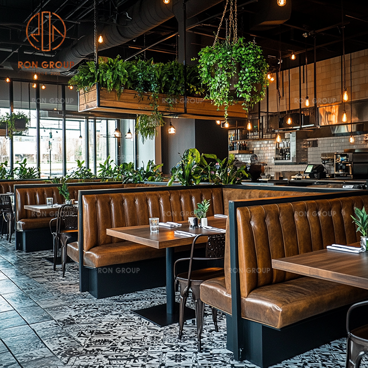 Vintage Leather Restaurant Booth Seating for Cafe & Steakhouse