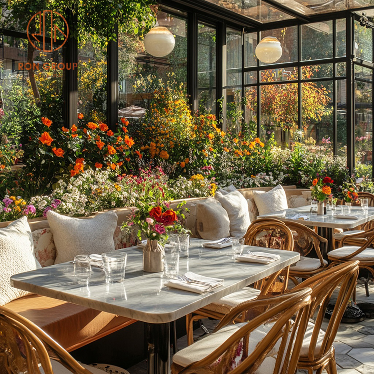 Modern Outdoor Design  Rattan Restaurant Customization Cafe Coffee Shop Cafe Restaurant Furniture Table and Chair Set
