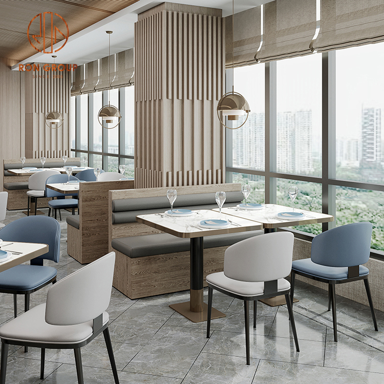 Wholesale Modern Marble Dining Table Chair Set with Metal Frame Commercial Cafe Hotel Booth Seating for Restaurants Coffee Shops