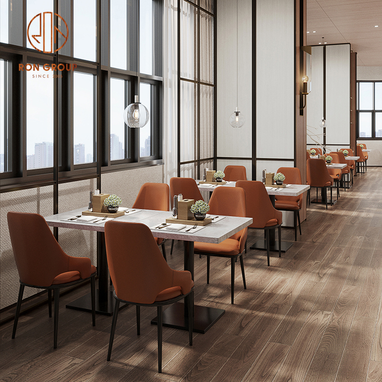Wholesale Customizable Modern Commercial Hotel Cafe Booth Seating Marble Dining Table Chair Set Metal Frame Restaurant Set