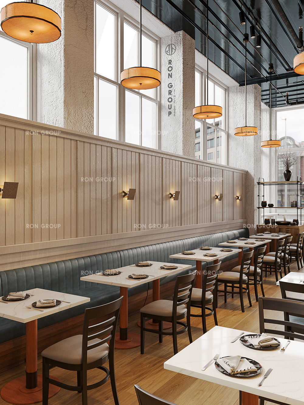 Modern Restaurant 3D Rendering Showcase: A Perfect Blend of Space Layout and Lighting Design