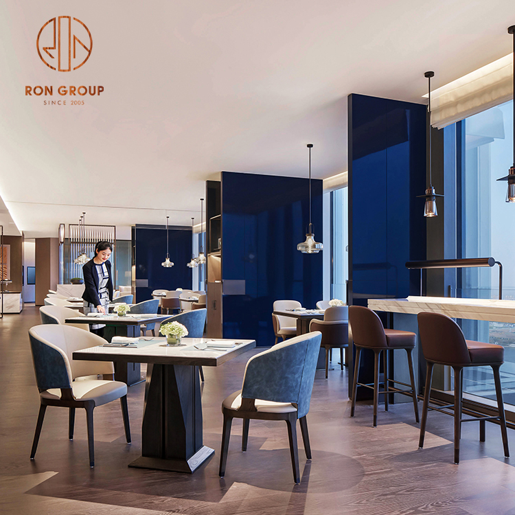 Custom Commercial Restaurant Furniture Set with Dining Tables, Chairs, and Booth Seating for Cafés and Pub Interiors