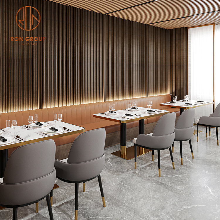 Modern Marble Leather Coffee Shop Table Set Commercial Dining Furniture for Cafe and Restaurant Elegant Table and Chair Design