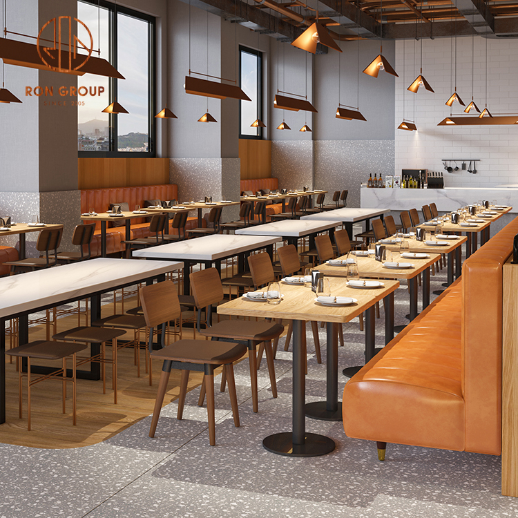 Custom 3D Design Restaurant Furniture Sets Modern Wood Cafe Fast Food Booth Seating and Sofa for Dining for Restaurants Homes