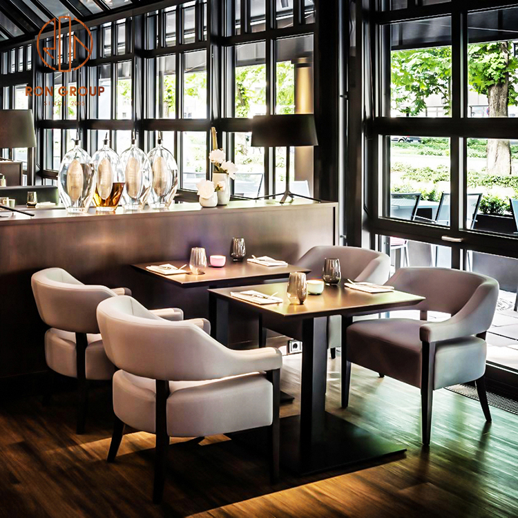 Industrial Solid Wood Restaurant Dining Set with Custom Tables and Chairs for Commercial Interiors