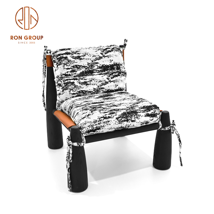 Modern Ash Cloth Down Bag High-end Luxury Natural Wooden Chairs with Armrest Dining Chair